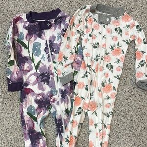 Floral Zip-Front Baby Footie One-Piece - Purple & Peach Floral